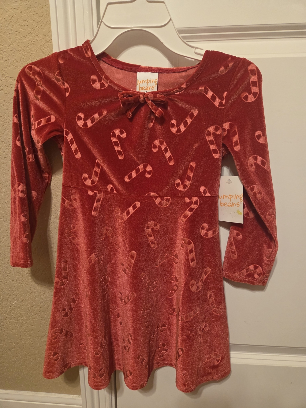 Jumping Beans Red Velvet Candy Cane Holiday Dress for Kids